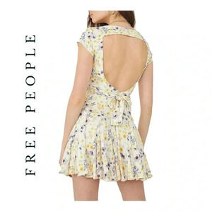 1806.‎ FREE PEOPLE IT TAKE TWO WRAP DRESS IN IVORY COMBO SIZE SMALL KEYHOLES